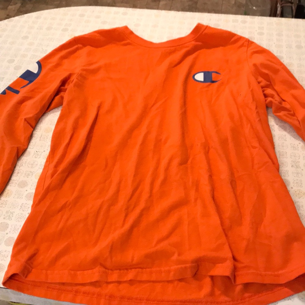 long sleeve champion boys size large, orange